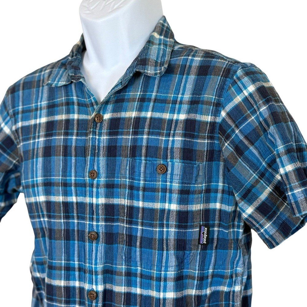 Patagonia Mens Small Short Sleeve Button Up Shirt Gauze Organic Cotton Outdoor